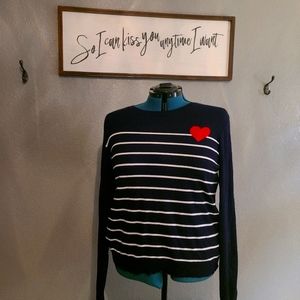 Draper James Striped Heart Sweater